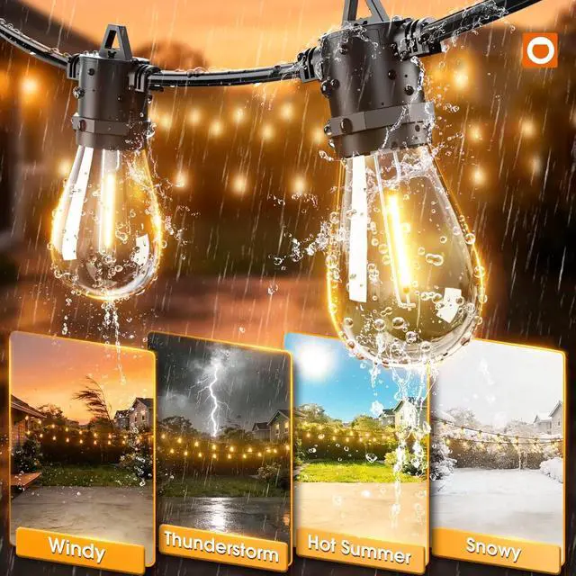 Alt view image 4 of 7 - addlon 50FT LED Outdoor String Lights with Edison Shatterproof Bulbs, Weatherproof Strand, Commercial Grade Patio Lights, Decorative for Garden or Patio, Black