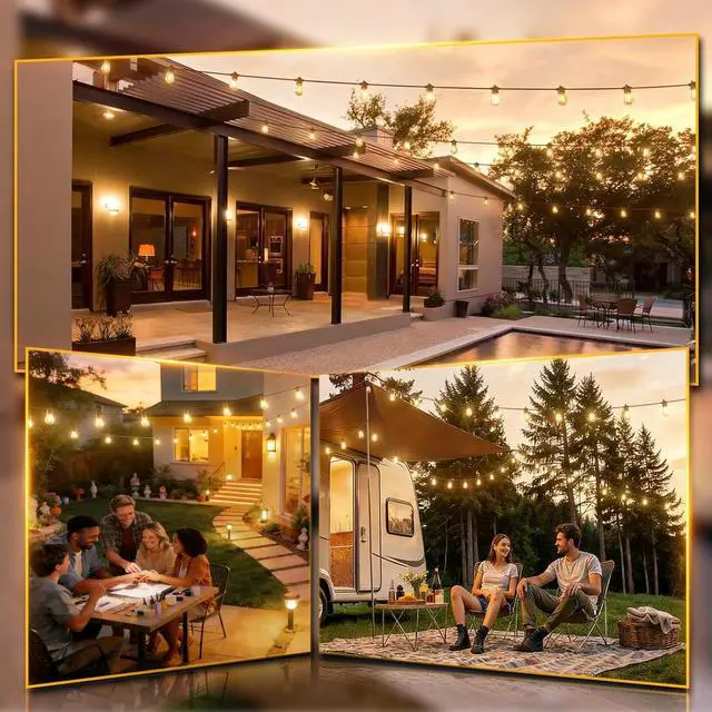 Alt view image 6 of 7 - addlon 50FT LED Outdoor String Lights with Edison Shatterproof Bulbs, Weatherproof Strand, Commercial Grade Patio Lights, Decorative for Garden or Patio, Black