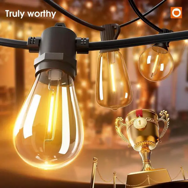 Alt view image 2 of 7 - addlon 50FT LED Outdoor String Lights with Edison Shatterproof Bulbs, Weatherproof Strand, Commercial Grade Patio Lights, Decorative for Garden or Patio, Black