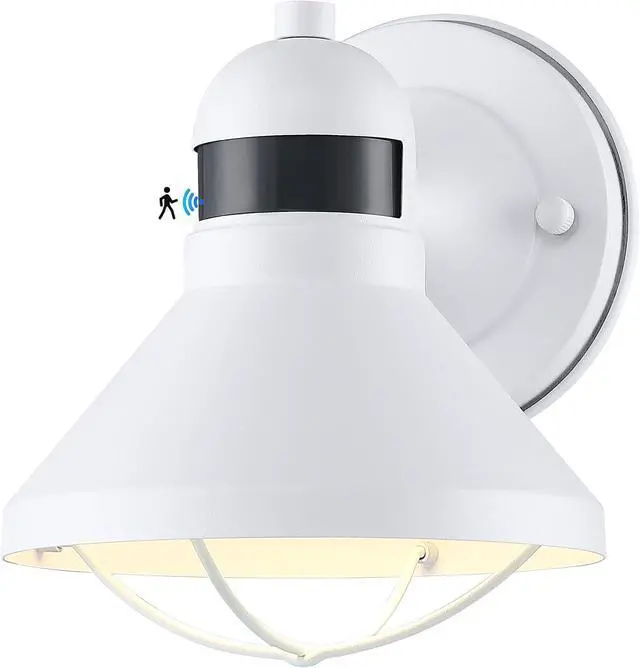 Main image of LONEDRUID Dusk to Dawn Motion Sensor LED Outdoor Barn Light Fixtures White Exterior Wall Lantern Waterproof Outside Sconce Lighting Rustic Farmhouse Wall Mount Lamp for House Porch Patio Garage