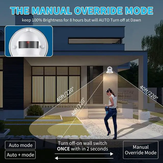 Alt view image 4 of 7 - LONEDRUID Dusk to Dawn Motion Sensor LED Outdoor Barn Light Fixtures White Exterior Wall Lantern Waterproof Outside Sconce Lighting Rustic Farmhouse Wall Mount Lamp for House Porch Patio Garage