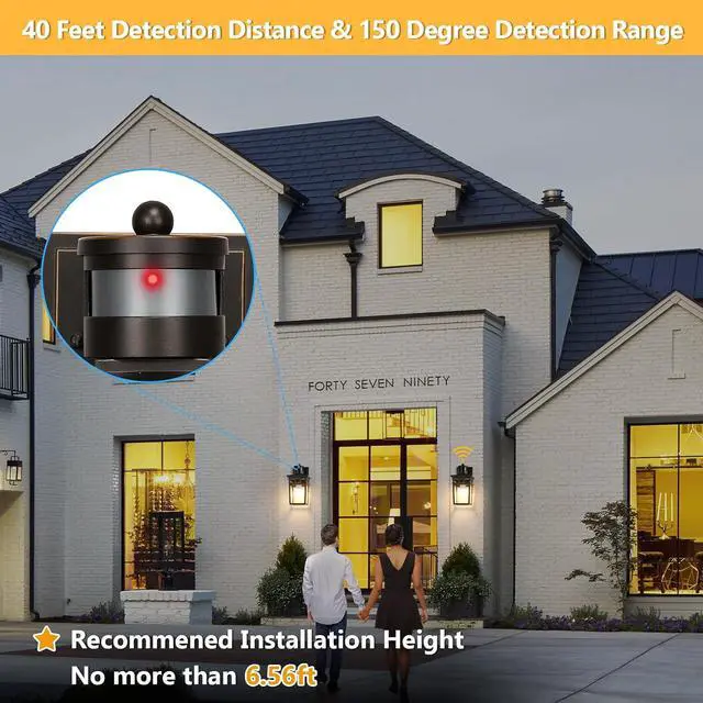 Alt view image 5 of 7 - Motion Sensor Outdoor Wall Lantern with 4 Modes, Dusk to Dawn Sensor Exterior Wall Light Outdoor Wall Sconce with Glass Shade, Motion Activated Porch Light for Doorway, Garage, LED Bulb Included