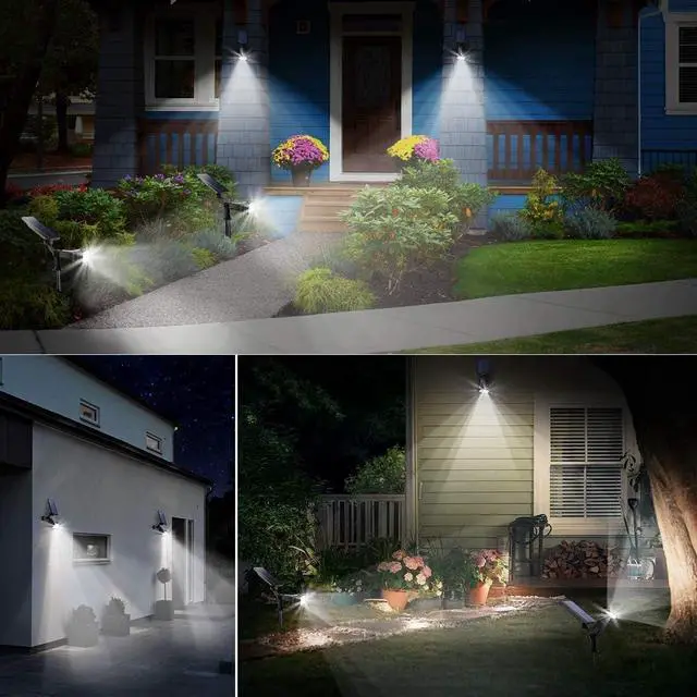 Alt view image 7 of 7 - URPOWER Solar Lights Outdoor 2-in-1 Waterproof Solar Spotlight Auto On/Off Wall Lights Pathway Lights Landscape Lighting for Yard Garden Pool - Cool White (2 Pack)