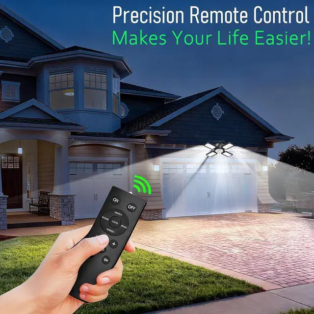 Alt view image 4 of 7 - Latband Solar Shed Light Outdoor Indoor Upgrade 1200LM 174LED 4 and 1 Heads Motion Sensor Pendant Light, Solar Lights with 5 Lighting Modes Remote Control IP65 Waterproof for Barn Patio Gazebo Shop