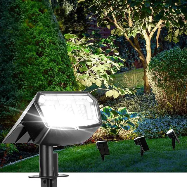 Main image of AUDERWIN Solar Spot Lights Outdoor Waterproof 4 Pack IP65, 63 LED 3 Lighting Modes Spotlights for Yard Garden House Garage Pathway