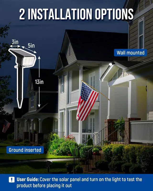 Alt view image 4 of 7 - AUDERWIN Solar Spot Lights Outdoor Waterproof 4 Pack IP65, 63 LED 3 Lighting Modes Spotlights for Yard Garden House Garage Pathway