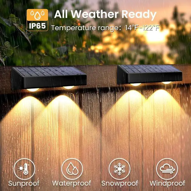 Alt view image 6 of 7 - SOLPEX Solar Fence Lights Outdoor, 9 Fixed Colors Color Changing Fence Solar Lights Outdoor Waterproof IP65, LED Deck Lighting for Halloween Backyard Wall Step Patio Railing Pool Porch (8 Pack)