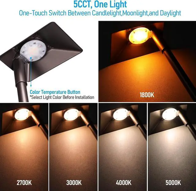 Alt view image 4 of 7 - LEONLITE 5CCT Anti-Glare Low Voltage Pathway Lights, 5W Wired LED Landscape Path Lights, Aluminum IP65 Outdoor Landscape Lighting for Walkway Yard, 1800K/2700K/3000K/4000K/5000K, ETL, Pack of 6