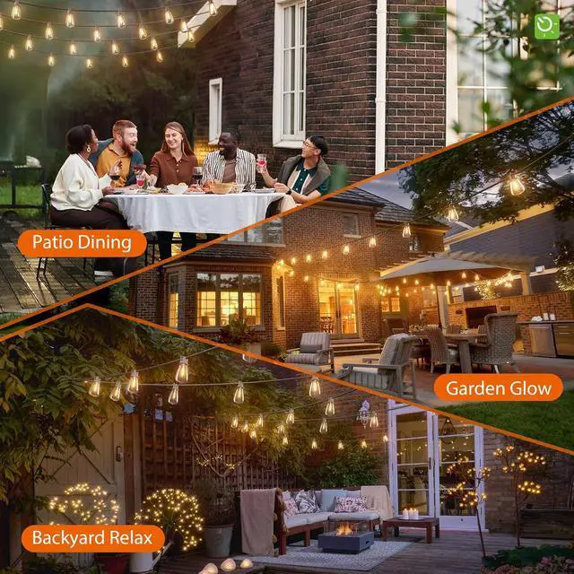 Alt view image 7 of 7 - KYY 54FT Solar String Lights Outdoor Waterproof with USB Charging & Remote, Dimmable & Timable, Solar Powered Patio Lights with LED Shatterproof Bulbs for Deck Backyard Porch Garden Camping
