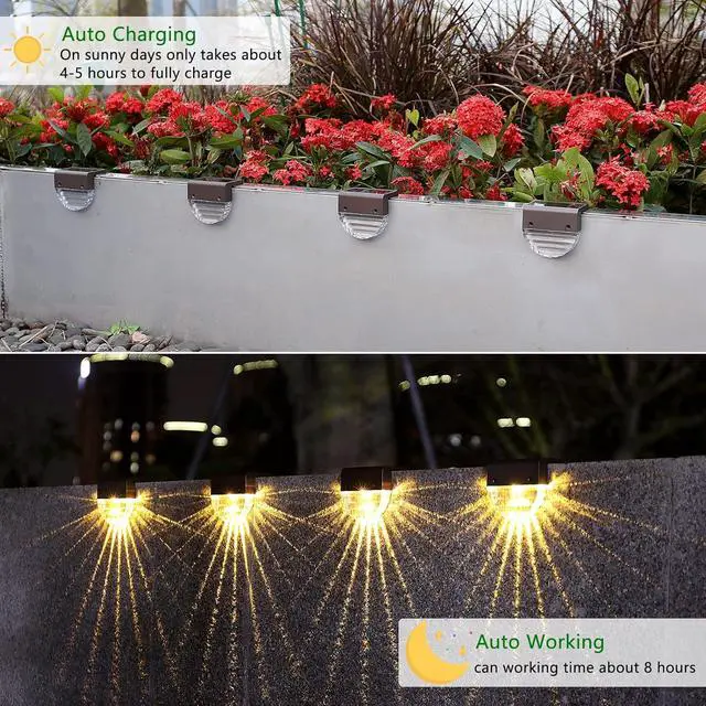 Alt view image 5 of 6 - Melunar Solar Deck Lights, 6 Pack Waterproof LED Solar Step Light Outdoor, Fence Lights Solar Powered for Outside, Garden, Patio, Stairs,Yard,10 Lumens, Warm White/Color Changing Lighting