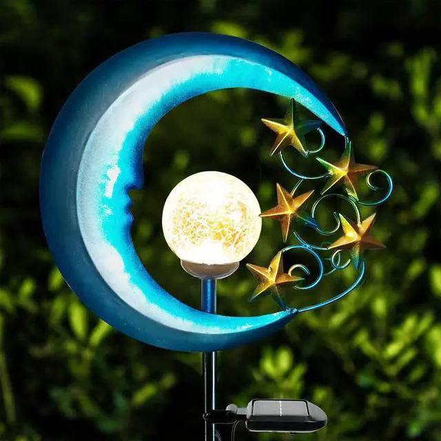 Main image of EPROSMIN Stars Moon Solar Lights Outdoor - Solar Powered Garden Lights Decorative Crackle Glass Globe Led Waterproof Landscape Lighting for Pathway,Yard,Lawn,Patio