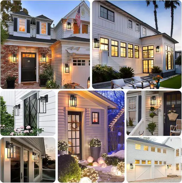 Alt view image 2 of 7 - MAXvolador Outdoor Wall Sconce, Exterior Waterproof Wall Lantern Light Fixtures, Black Porch Lights with Toughened Glass Shade, Anti-Rust E26 Socket Front Door Mount Lighting, 2 Pack