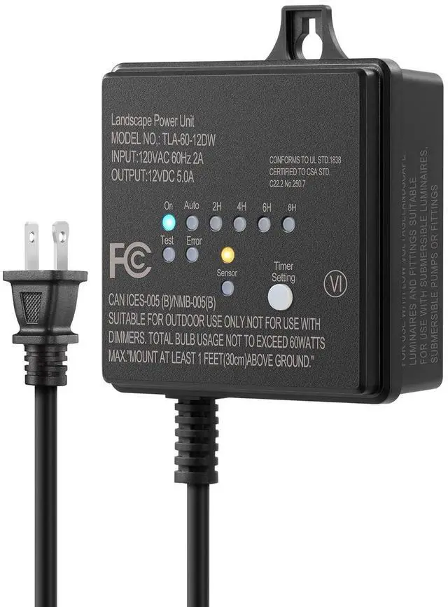 Main image of DEWENWILS 60W 120V AC to 12V DC Outdoor Low Voltage Transformer with Timer and Photocell Light Sensor, Weatherproof, Specially for LED Landscape Lighting, Spotlight, Pathway Light, ETL Listed