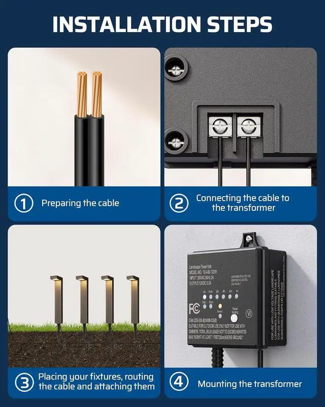 Alt view image 7 of 7 - DEWENWILS 60W 120V AC to 12V DC Outdoor Low Voltage Transformer with Timer and Photocell Light Sensor, Weatherproof, Specially for LED Landscape Lighting, Spotlight, Pathway Light, ETL Listed