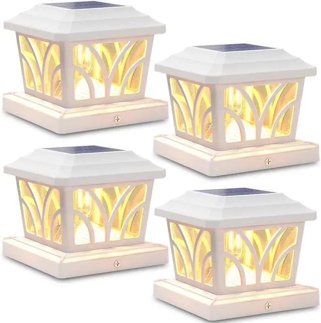 Main image of SIEDiNLAR Solar Post Cap Lights Outdoor, Aluminum Glass 2 Modes Edison LED Bulbs for 4x4 5x5 6x6 Vinyl/Wooden Posts Fence Deck Patio Decor, Warm White/Cool White Lighting 4 Pack (White)