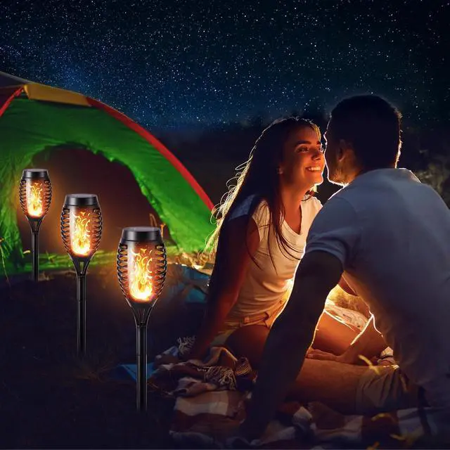Alt view image 5 of 7 - Toodour Solar Torch Flame Lights, 12 Pack Solar Lights Outdoor with Flickering Flame, Waterproof Patio Light Landscape Decoration Lighting for Garden, Lawn, Yard, Outdoor Decorations