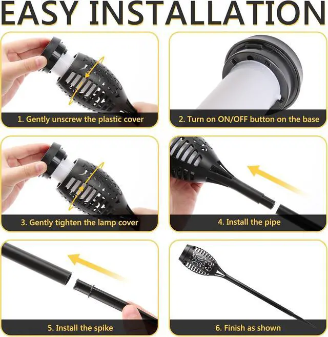 Alt view image 7 of 7 - Toodour Solar Torch Flame Lights, 12 Pack Solar Lights Outdoor with Flickering Flame, Waterproof Patio Light Landscape Decoration Lighting for Garden, Lawn, Yard, Outdoor Decorations