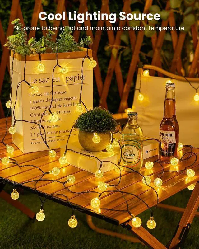 Alt view image 4 of 7 - Brightown Solar String Lights Outdoor Waterproof, 2 Pack Total 120 LED 73 FT, Solar Powered Patio Lights with 8 Lighting Modes for Garden Yard Porch Wedding Party Decor (Warm White)