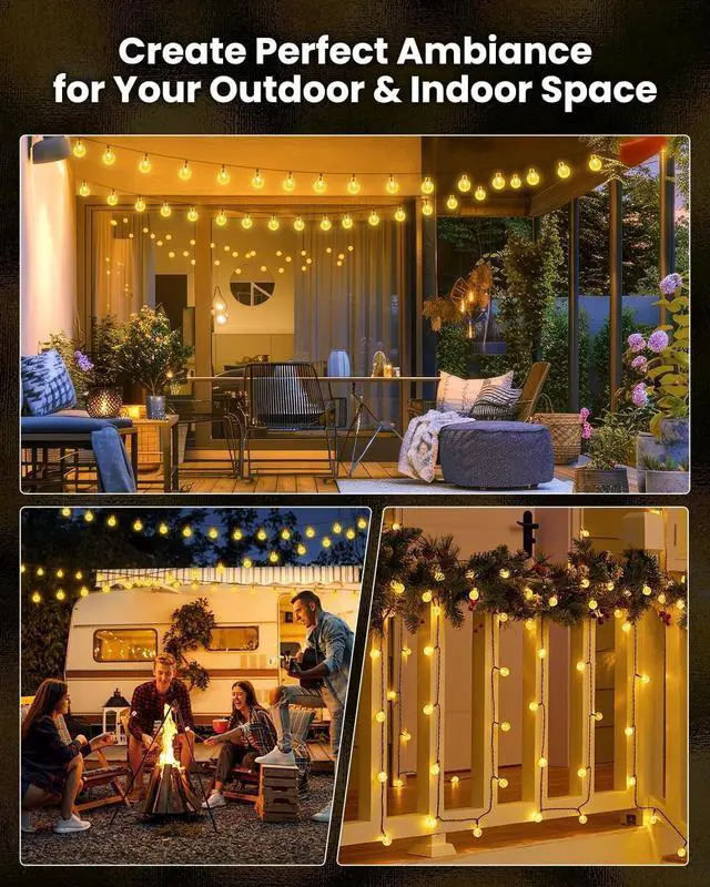 Alt view image 5 of 7 - Brightown Solar String Lights Outdoor Waterproof, 2 Pack Total 120 LED 73 FT, Solar Powered Patio Lights with 8 Lighting Modes for Garden Yard Porch Wedding Party Decor (Warm White)