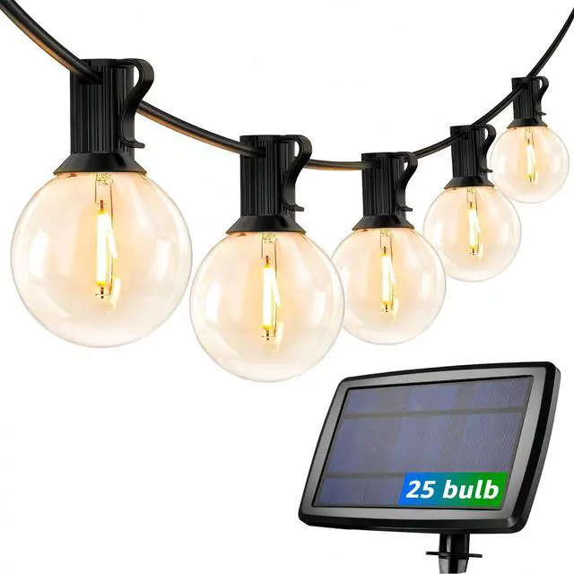 Main image of Lepro Solar Outdoor String Lights Patio Bistro Lights, 25ft 26 LED G40 Bulbs, USB Rechargeable Portable Edison Café String Lights for Porch, Pergola, Backyard, Garden, Pool, Party, Camping, 3600mAh
