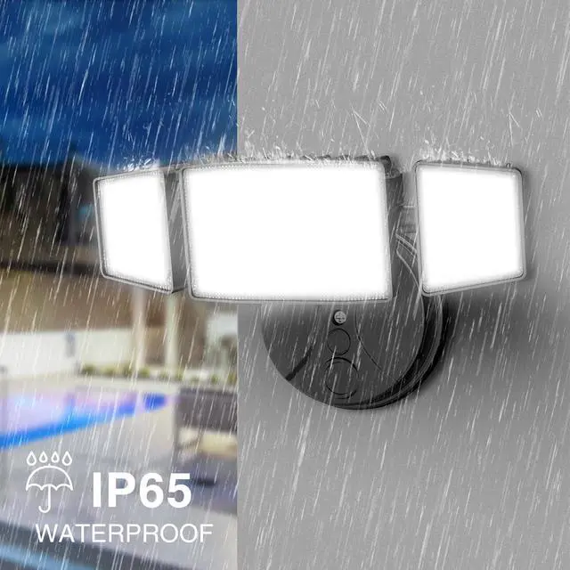 Alt view image 7 of 7 - Onforu 2 Pack 75W Flood Lights Outdoor, 7000LM LED Flood Lighting Outdoor Switch Controlled, IP65 Waterproof Exterior Floodlight Fixture with 3 Adjustable Heads, 6500K Security Light for Garage Yard