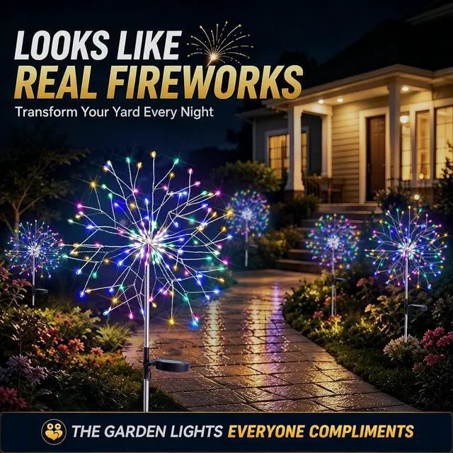 Alt view image 7 of 7 - suddus Solar Garden Lights Outdoor Waterproof Decorative, 2Pack 150LED Firework Lights 8 Modes, Multicolor Solar Fairy Light for Yard, Patio, Pathway, Flowerbed Party Wedding Decor