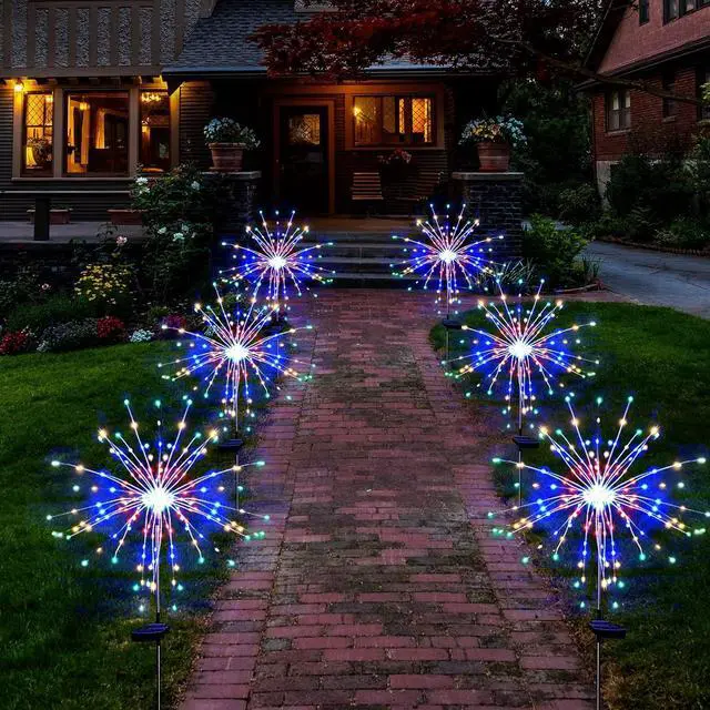 Main image of Solar Garden Firework Lights Outdoor Waterproof 6 Pack, 120 LED Sparklers, Colorful, for Patio, Backyard, Sidewalk, Christmas, Parties