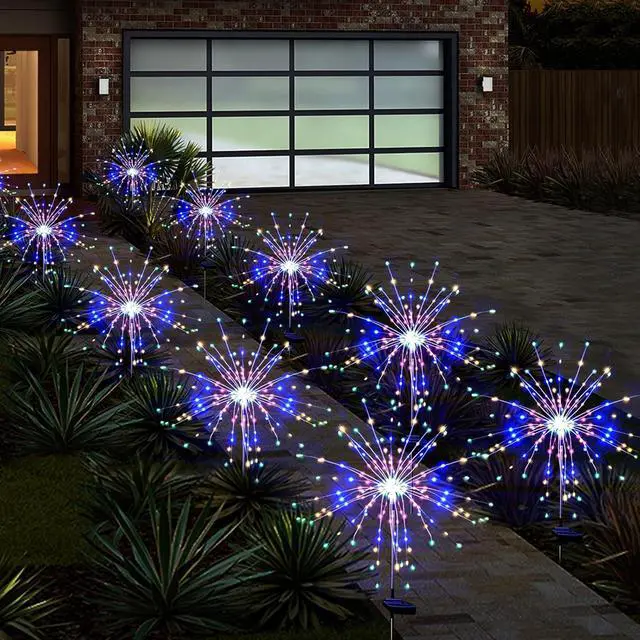 Alt view image 4 of 7 - Solar Garden Firework Lights Outdoor Waterproof 6 Pack, 120 LED Sparklers, Colorful, for Patio, Backyard, Sidewalk, Christmas, Parties