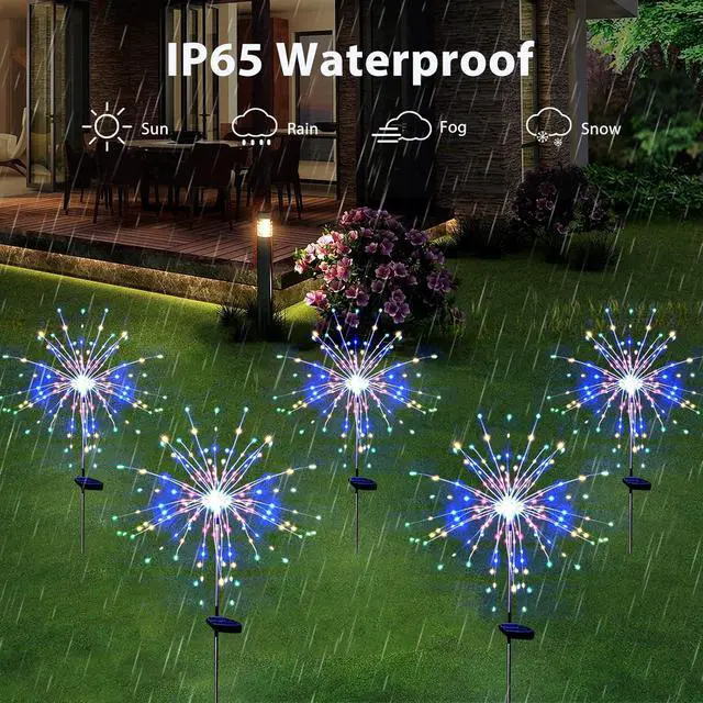 Alt view image 5 of 7 - Solar Garden Firework Lights Outdoor Waterproof 6 Pack, 120 LED Sparklers, Colorful, for Patio, Backyard, Sidewalk, Christmas, Parties