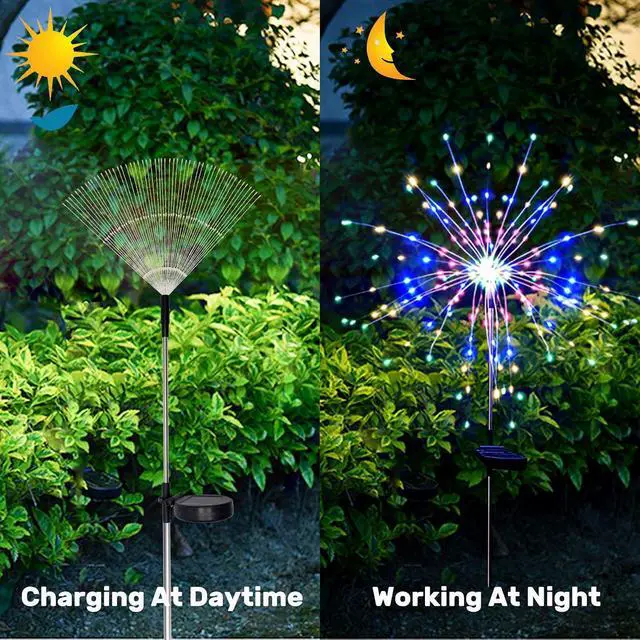 Alt view image 6 of 7 - Solar Garden Firework Lights Outdoor Waterproof 6 Pack, 120 LED Sparklers, Colorful, for Patio, Backyard, Sidewalk, Christmas, Parties