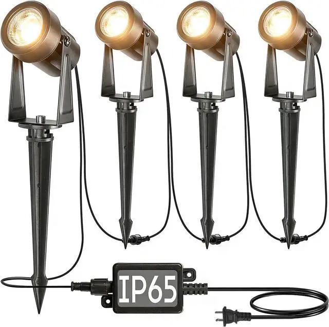 Main image of SUNTHIN Outdoor Landscape Lighting, 4 Pack Outdoor Spot Lights with Transformer for Yard, Plant, Lawn, Tree, Flags, House, Garden, Fence Use, IP65 Waterproof & Connectable