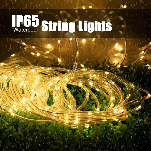Alt view image 2 of 7 - Solar Rope String Lights Outdoor 72Ft 200 Led Waterproof Solar Powered Fairy Lights with 8 Lighting Modes, Copper Wire PVC Tube Lights for Garden Wedding Christmas Party DIY Decor(Warm White, 1 Pack)