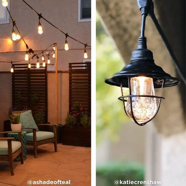 Alt view image 4 of 7 - Enbrighten LED Outdoor String Lights 48ft Soft Warm White Patio Lights with Ultra-Durable Shatterproof and Waterproof Acrylic Bulbs for Balcony, Backyard, Porch, Gazebo, Deck, Party and Market, 35631