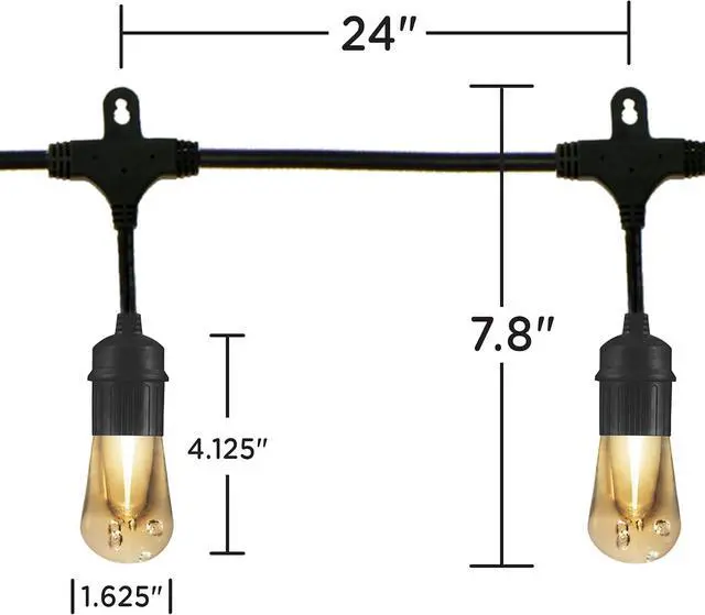 Alt view image 7 of 7 - Enbrighten LED Outdoor String Lights 48ft Soft Warm White Patio Lights with Ultra-Durable Shatterproof and Waterproof Acrylic Bulbs for Balcony, Backyard, Porch, Gazebo, Deck, Party and Market, 35631