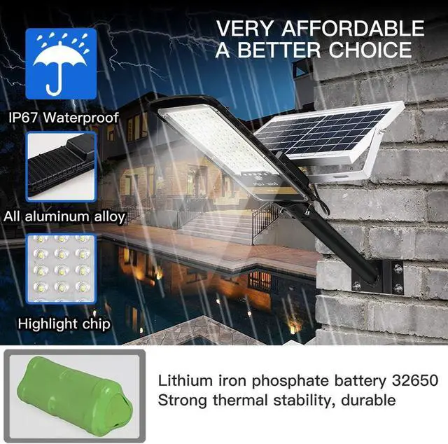 Alt view image 6 of 7 - RuoKid Solar Street Lights Outdoor Lamp, 16000lm IP67 Waterproof Light with Anti Broken Remote Control Mounting Bracket, Dusk to Dawn Security Led Flood Light for Yard, Garden, etc.