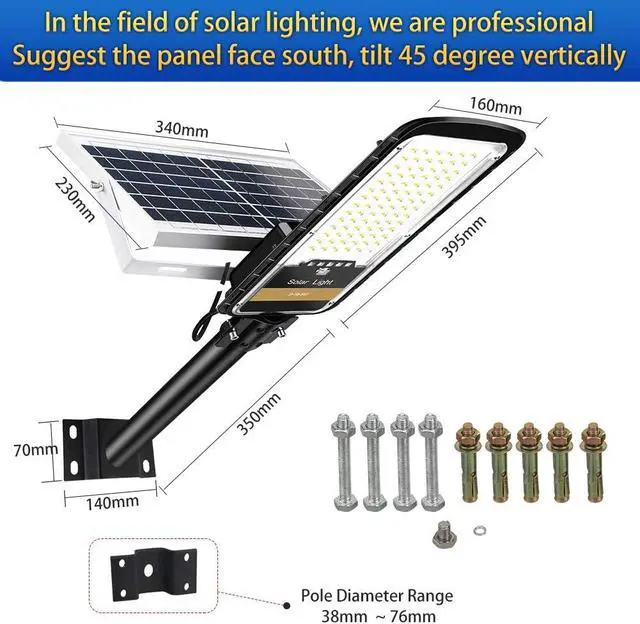 Alt view image 7 of 7 - RuoKid Solar Street Lights Outdoor Lamp, 16000lm IP67 Waterproof Light with Anti Broken Remote Control Mounting Bracket, Dusk to Dawn Security Led Flood Light for Yard, Garden, etc.