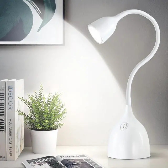 Main image of EJIAXIN Desk Lamp for College Dorm Room - LED Reading Light - Small Adjustable Flexible Gooseneck Table Lamp - Eye-Caring Desk Lamp for Home Office Study Lamp, White