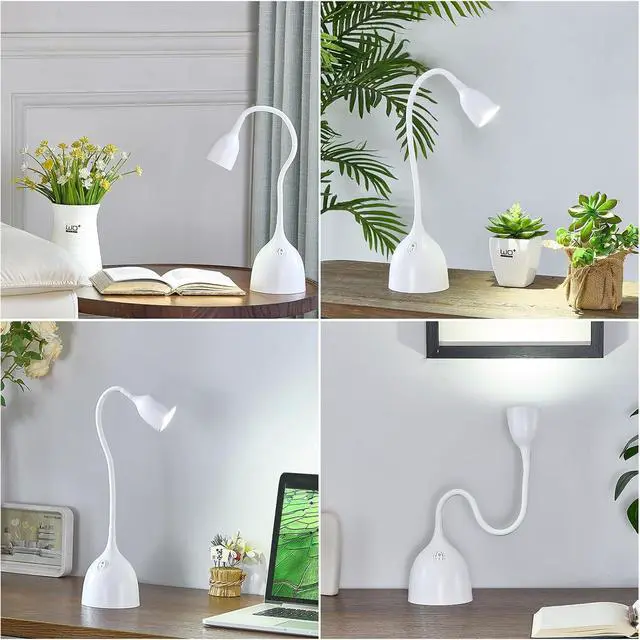 Alt view image 4 of 7 - EJIAXIN Desk Lamp for College Dorm Room - LED Reading Light - Small Adjustable Flexible Gooseneck Table Lamp - Eye-Caring Desk Lamp for Home Office Study Lamp, White
