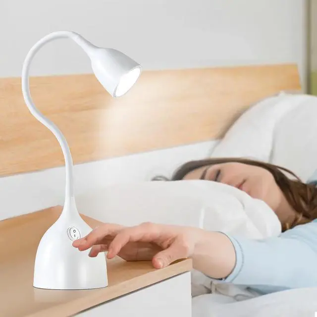 Alt view image 7 of 7 - EJIAXIN Desk Lamp for College Dorm Room - LED Reading Light - Small Adjustable Flexible Gooseneck Table Lamp - Eye-Caring Desk Lamp for Home Office Study Lamp, White