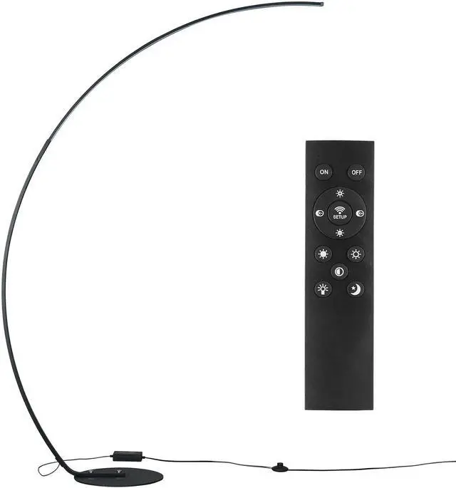 Alt view image 6 of 7 - NUÜR Arc Floor Lamp, 67" Tall Black Gold LED Modern Standing Floor Lamp with Remote Control, Arched Bright Floor Lamps for Living Room Bedroom Office Home (Black)
