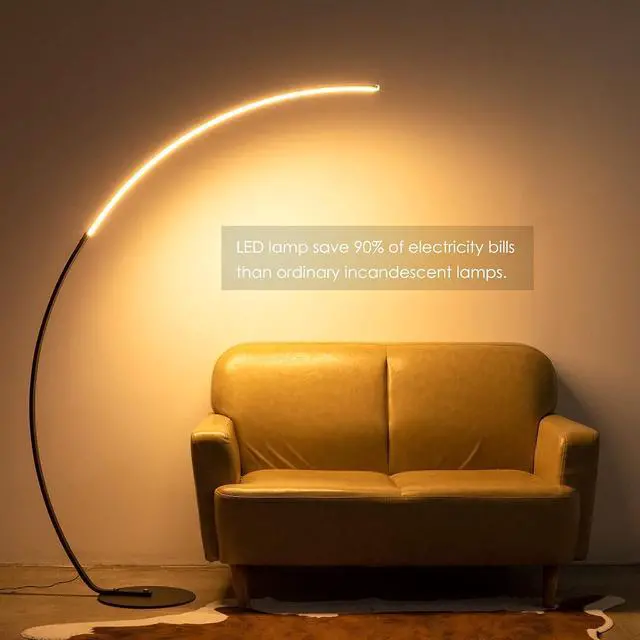 Alt view image 7 of 7 - NUÜR Arc Floor Lamp, 67" Tall Black Gold LED Modern Standing Floor Lamp with Remote Control, Arched Bright Floor Lamps for Living Room Bedroom Office Home (Black)