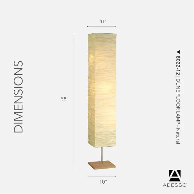 Alt view image 6 of 7 - Adesso Three Light Floor Lamp Natural Wood Base & Adjustable Brightness Perfect Lighting for Bedroom, Living Room and Corner Decor, Beige