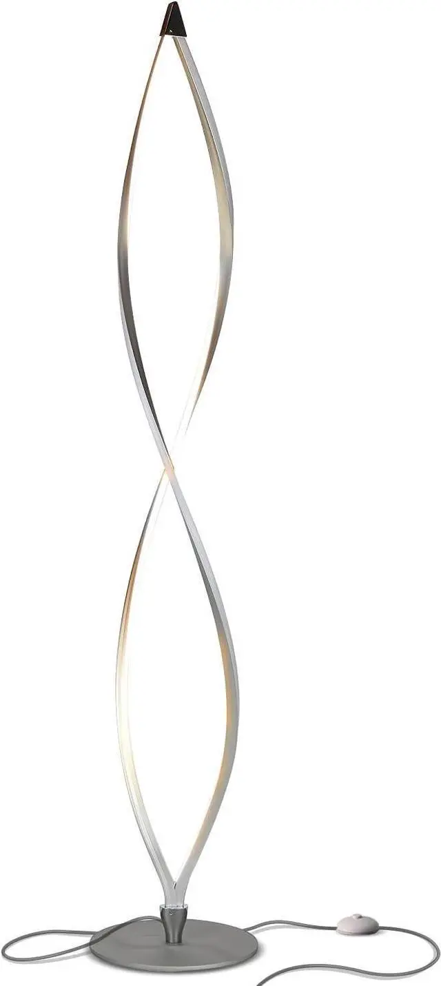 Main image of Brightech Twist Floor Lamp, Bright Tall Lamp for Offices, Modern LED Spiral Lamp for Living Rooms, Dimmable Standing Lamp with Sturdy Base for Bedroom Reading, Great Living Room Decor - Silver