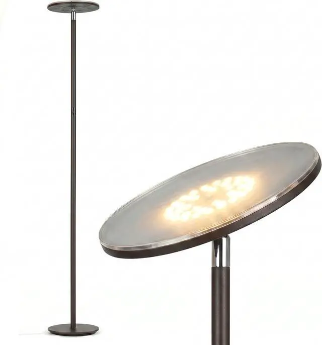 Main image of Brightech Sky Flux Dimmable LED Floor Lamp Super Bright Floor Lamp with 3 Light Modes for Living Room, Office Torchiere Standing Touch-Lamp, Tall Torch Lamp for Bedroom & Reading - Bronze