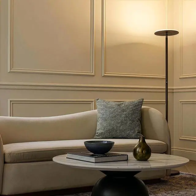 Alt view image 2 of 7 - Brightech Sky Flux Dimmable LED Floor Lamp Super Bright Floor Lamp with 3 Light Modes for Living Room, Office Torchiere Standing Touch-Lamp, Tall Torch Lamp for Bedroom & Reading - Bronze
