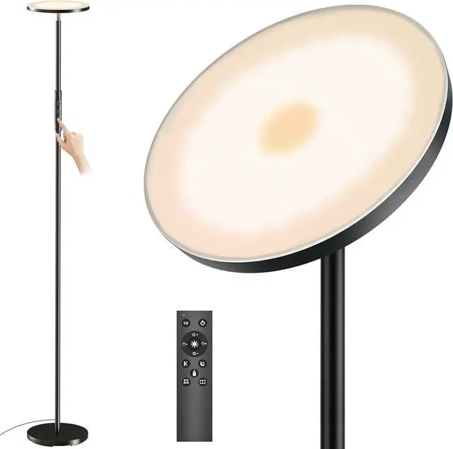 Main image of Yikuneng Super Bright Floor Lamp for Living Room, Stepless Dimmable LED Standing Lamp with Remote and Touch Control, 69 Tall Torchiere Corner Lamp for Bedroom Office Hotel, Black