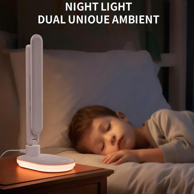 Alt view image 6 of 7 - LED Desk Lamp with 10W QI Wireless Charging, Flexo Table Lamp with 3 Colors and 5 Brightness Levels with Charging Function,USB,Clock,Temperature,LCD,Date,Touch Control. (White)