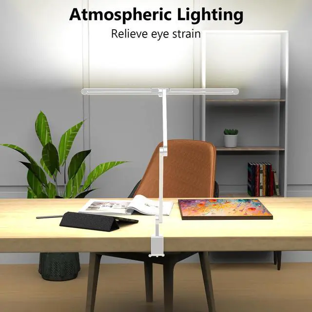 Alt view image 3 of 6 - EPABINA 36W Ultra Bright Architect Desk Lamp with Clamp, Tall Overhead Rotatable Led Desk Light for Home Office, 47Inch Long Adjustable Monitor Light Bar with Remote for Computer Screen Desktop Table