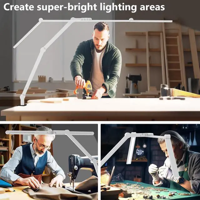 Alt view image 4 of 6 - EPABINA 36W Ultra Bright Architect Desk Lamp with Clamp, Tall Overhead Rotatable Led Desk Light for Home Office, 47Inch Long Adjustable Monitor Light Bar with Remote for Computer Screen Desktop Table