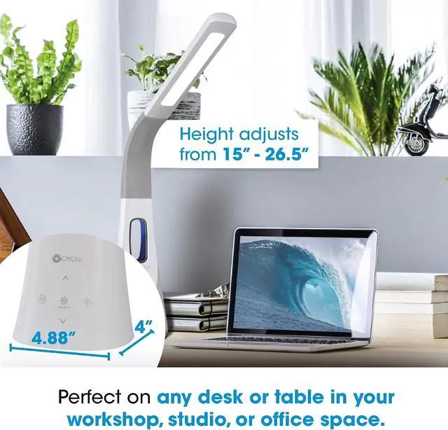 Alt view image 5 of 6 - OttLite Cool Breeze LED Lamp with Bladeless Fan - 3 Speed Options & 5 Brightness Settings with Energy Efficient Natural Daylight LEDs - Desktop, Table or Nightstand Lamp for Studying or Reading